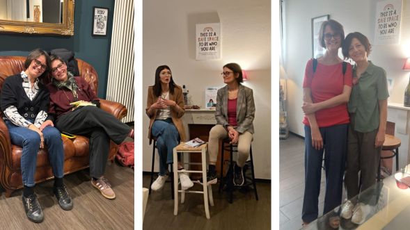 La nostra direttrice Alice Spiga insieme a Francesca Sanzo, Federica Falzone e Monica Cornali al Dandy Caffé Letterario. 